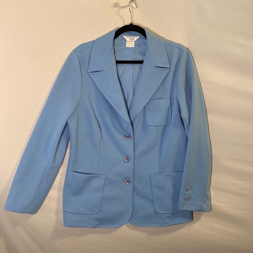 Vintage 1970s Sears Baby Blue Blazer Leisure Suit